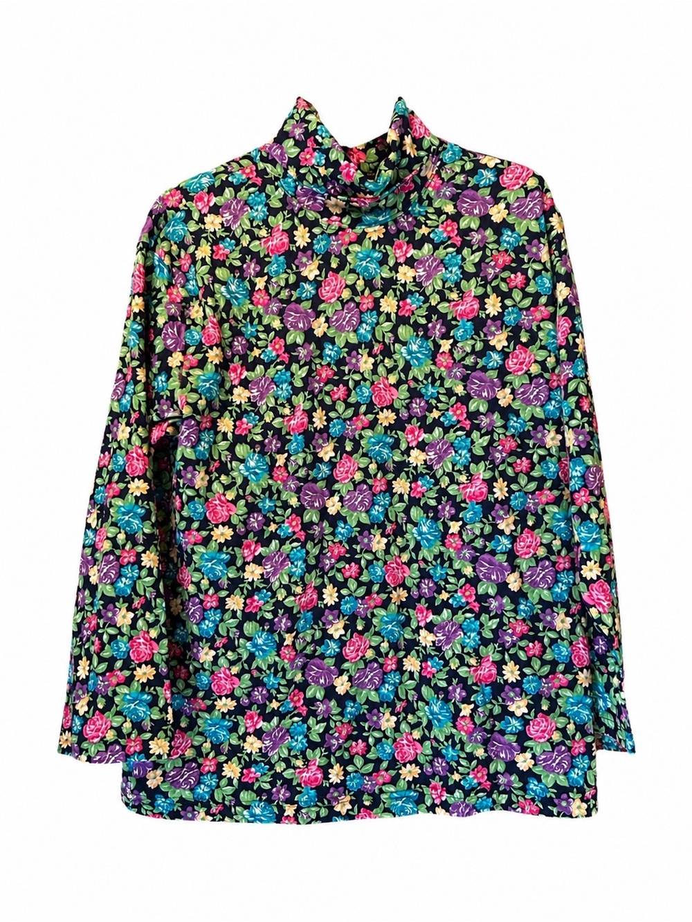 Vintage Hunt Club Floral Turtleneck Top Size XL Cottagecore Grandma Boho Retro